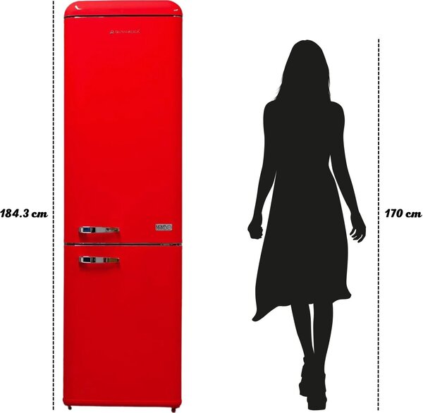 PYRAMIDEA Frigorifero Combinato Capacit 300 Litri Classe energetica E Raffreddamento Statico colore Rosso - MAMBO309R Mambo