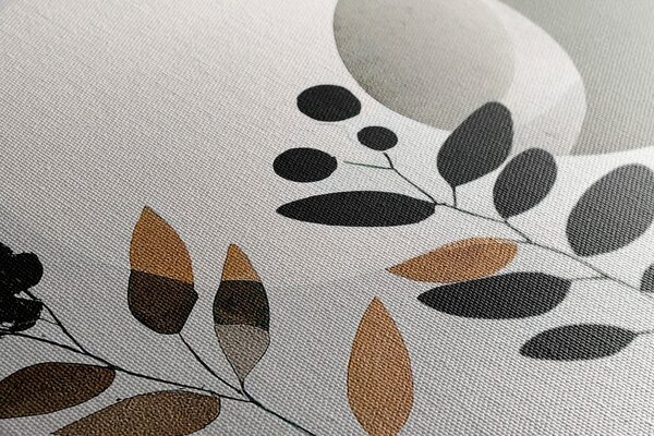 Stampa su tela – Foglie minimaliste con sfondo boho