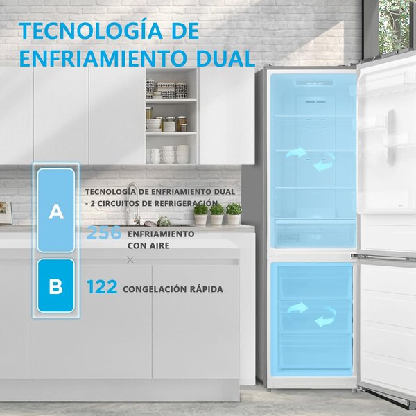MIDEA Frigorifero Combinato Capacit 310 Litri Classe energetica E Raffreddamento No Frost colore Inox - MDRB424FGE02OE