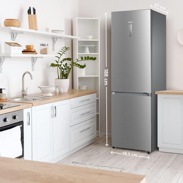 MIDEA Frigorifero Combinato Capacit 310 Litri Classe energetica E Raffreddamento No Frost colore Inox - MDRB424FGE02OE