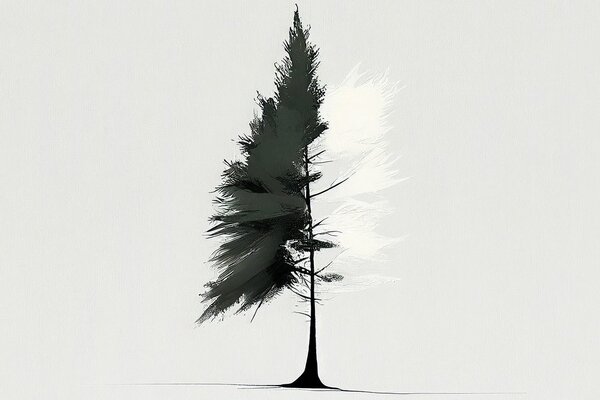 Stampa su tela – Albero sempreverde minimalista