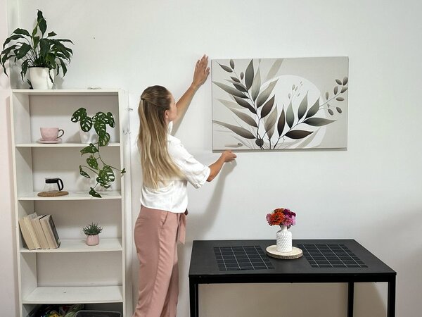 Stampa su tela – Foglie minimaliste in design boho