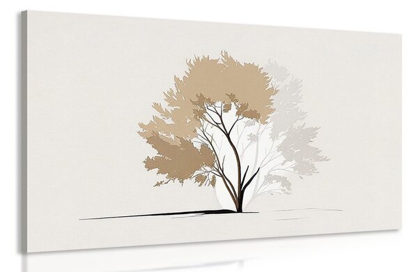 Quadro su tela – Albero minimalista con foglie