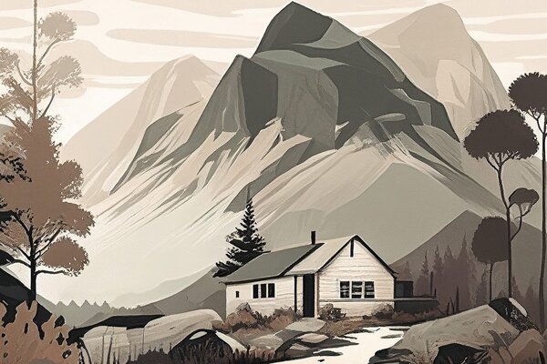 Quadro su tela – Chalet scandinavo in montagna