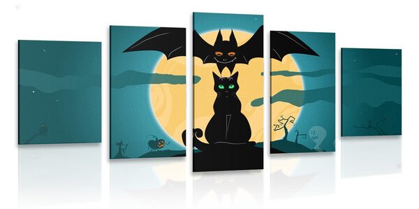 Quadri 5 pezzi – Fantasmi amichevoli sotto la luna piena