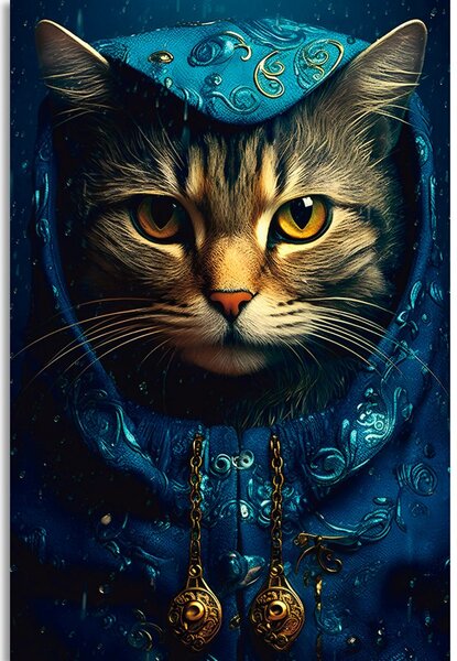 Stampa su tela – Gatto blu-oro