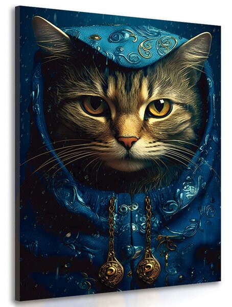 Stampa su tela – Gatto blu-oro