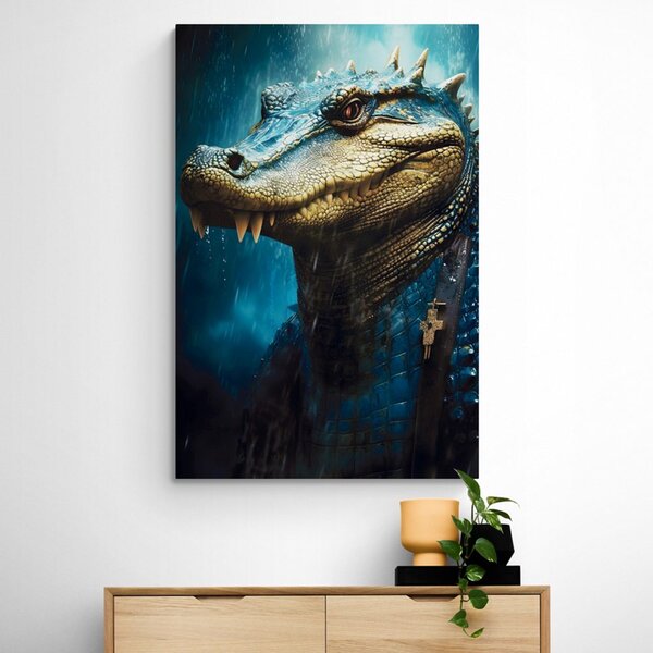 Quadro su tela – Coccodrillo blu-oro
