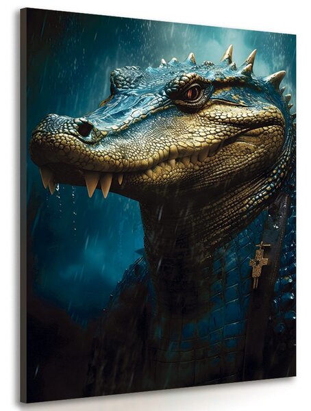 Quadro su tela – Coccodrillo blu-oro