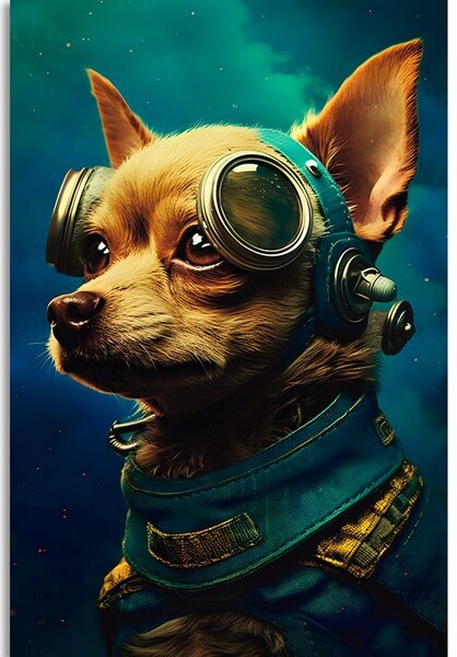 Quadro su tela – Cane blu-oro