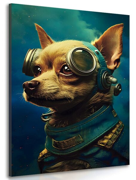 Quadro su tela – Cane blu-oro