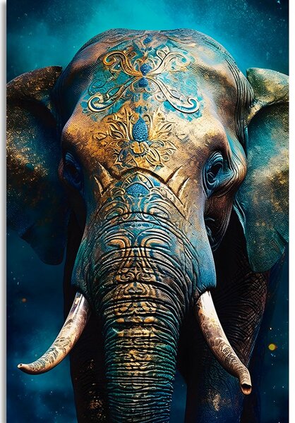 Stampa su tela – Elefante blu-oro