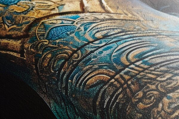 Stampa su tela – Elefante blu-oro