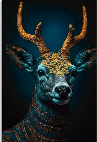 Stampa su tela – Cervo blu-oro