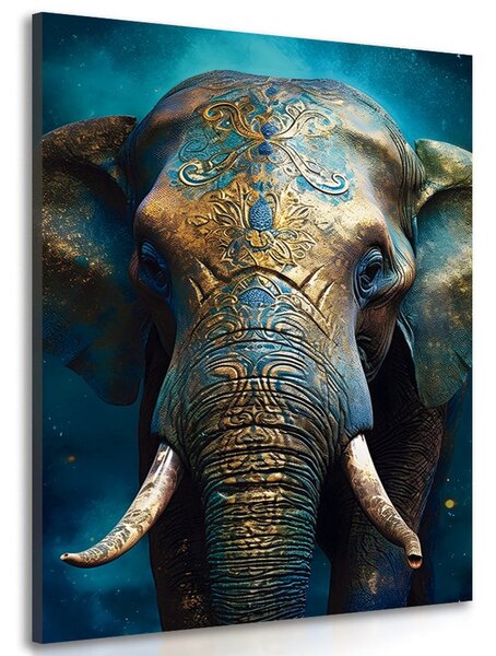 Stampa su tela – Elefante blu-oro