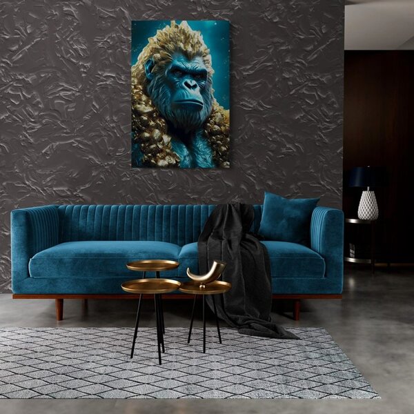 Stampa su tela – Gorilla blu-oro