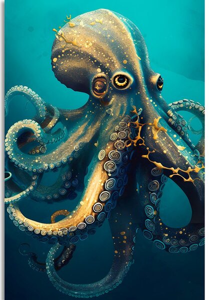 Stampa su tela – Polpo blu-oro
