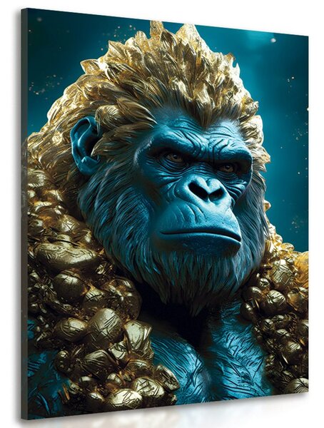 Stampa su tela – Gorilla blu-oro