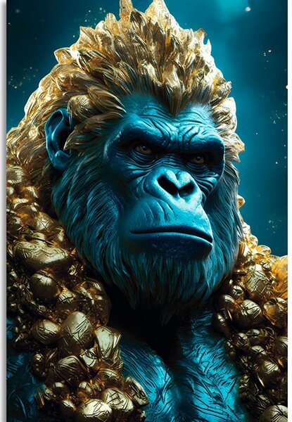 Stampa su tela – Gorilla blu-oro