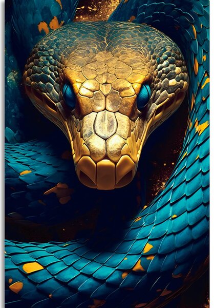 Quadro su tela – Serpente blu-oro