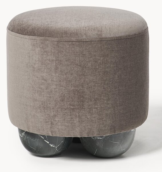 Pouf imbottito con piedini a sfera effetto marmo Lino