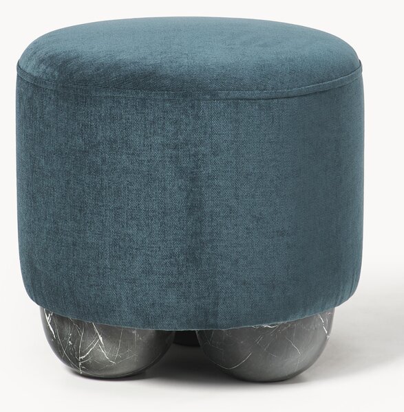 Pouf imbottito con piedini a sfera effetto marmo Lino