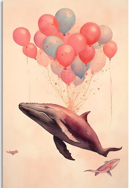 Stampa su tela – Balena sognante con palloncini
