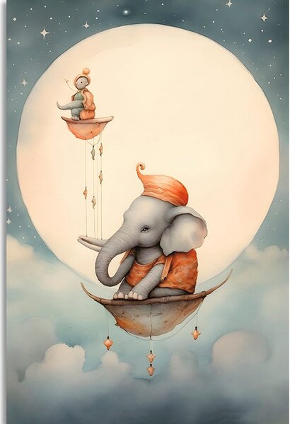 Stampa su tela – Elefante sognante tra le nuvole