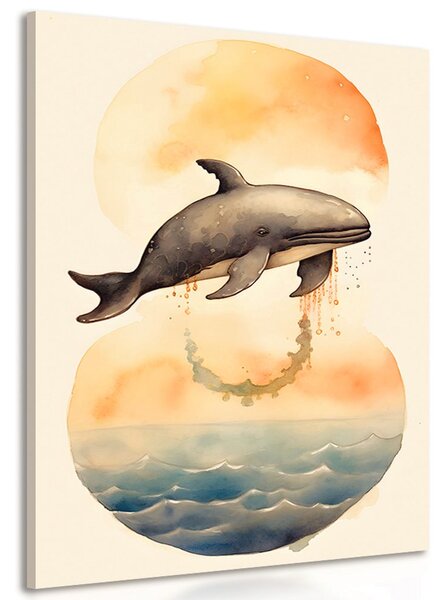 Quadro su tela – Balena sognante al tramonto