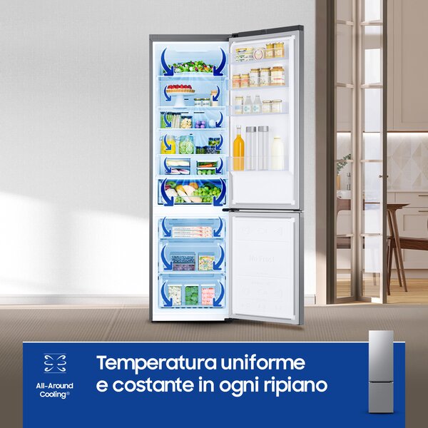 Samsung Frigorifero Combinato Capacit 390 Litri Classe energetica C Raffreddamento No Frost colore Acciaio Inox - RB38C600CS9/EF