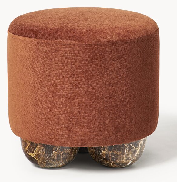 Pouf imbottito con piedini a sfera effetto marmo Lino