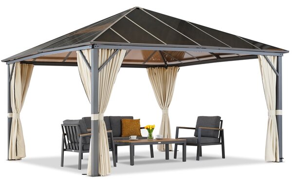 Gazebo da giardino Milos 4x4m con tende crema Garden Point