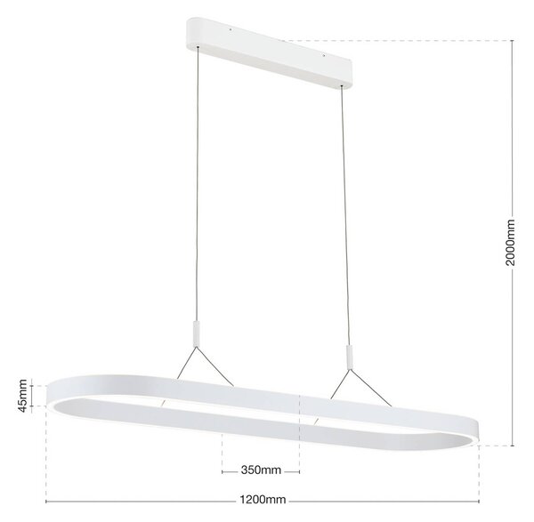 ORION Lampada LED a sospensione Carrara, bianca, regolabile in altezza, CCT dimmerabile, Bianco / Opale, Soggiorno / Sala da pranzo, Alluminio, Moderno