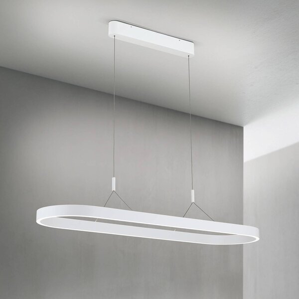 ORION Lampada LED a sospensione Carrara, bianca, regolabile in altezza, CCT dimmerabile, Bianco / Opale, Soggiorno / Sala da pranzo, Alluminio, Moderno