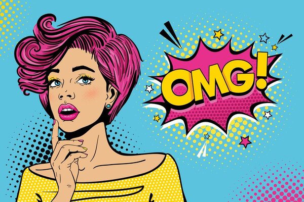Carta da parati – Signora in stile pop art – OMG!