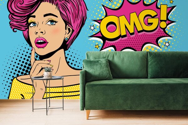 Carta da parati – Signora in stile pop art – OMG!