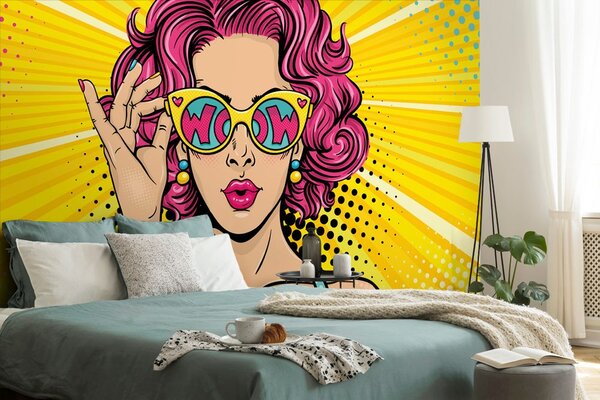 Carta da parati – Donna con capelli rosa