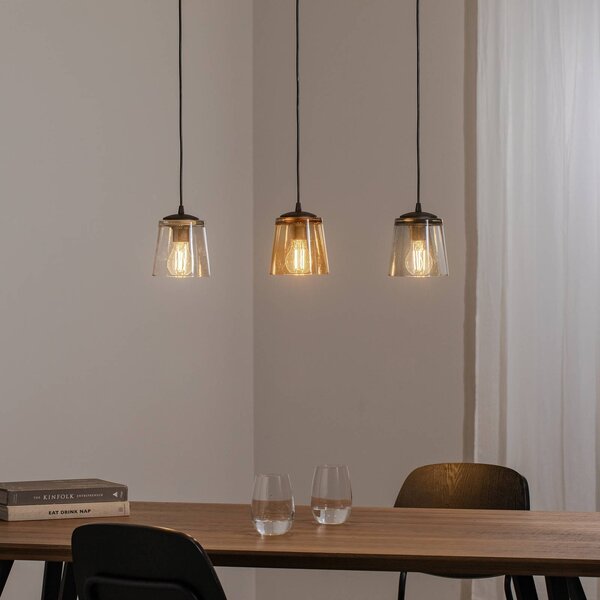 HELAM Lampada a sospensione Lucea a 3 luci trasparente/fumo/ambra