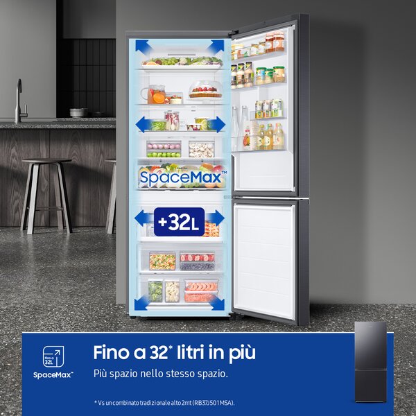 Samsung Frigorifero Combinato Capacit 508 Litri Classe energetica E Raffreddamento No Frost colore Antracite - RB50DG601EB1