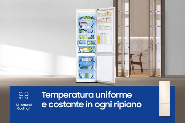 Samsung Frigorifero Combinato Classe D Capacit 390 Litri No Frost Ditigal Inverter con SmartThings Energy colore Sabbia - RB38C603DEL