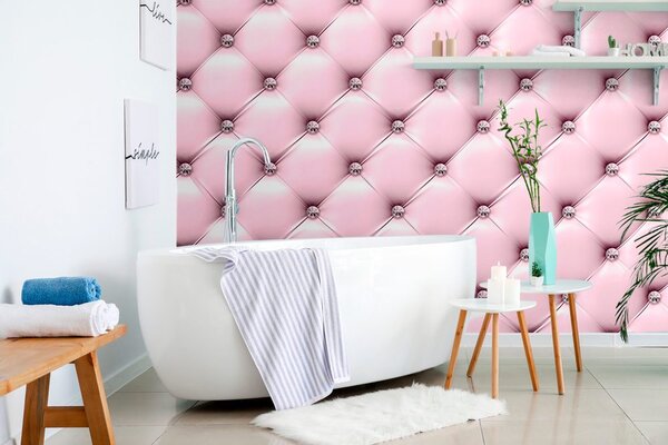 Carta da parati – Eleganza della pelle in rosa confetto