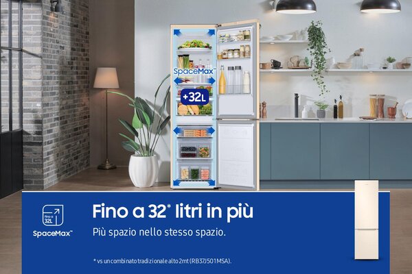 Samsung Frigorifero Combinato Classe D Capacit 390 Litri No Frost Ditigal Inverter con SmartThings Energy colore Sabbia - RB38C603DEL