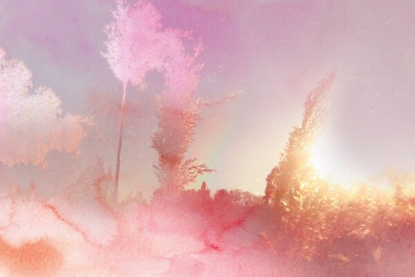 Carta da parati – Atmosfera autunnale in rosa