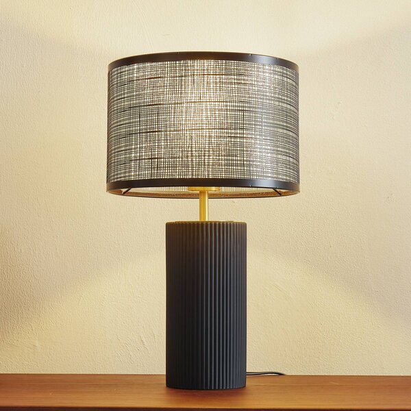 Lampada da tavolo Sorscha Lindby, Nero, Soggiorno / Sala da pranzo, Vetro, Moderno, Lampada da tavolo