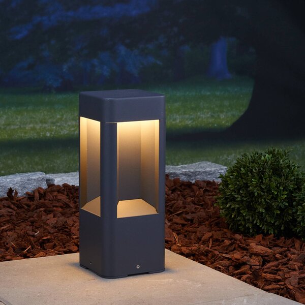 Lucande lampioncino LED Annika, antracite, metallo, 30 cm ANNIKA, Nero, Alluminio, Moderno, Lampada LED da esterni
