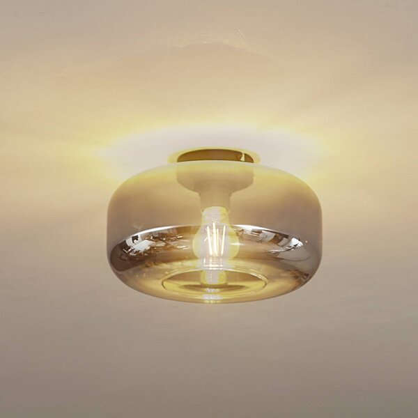 Plafoniera soffitto Hildur Lindby, dimmerabile, Alluminio / Grigio / Zincato, Soggiorno / Sala da pranzo, Vetro, Plafoniera