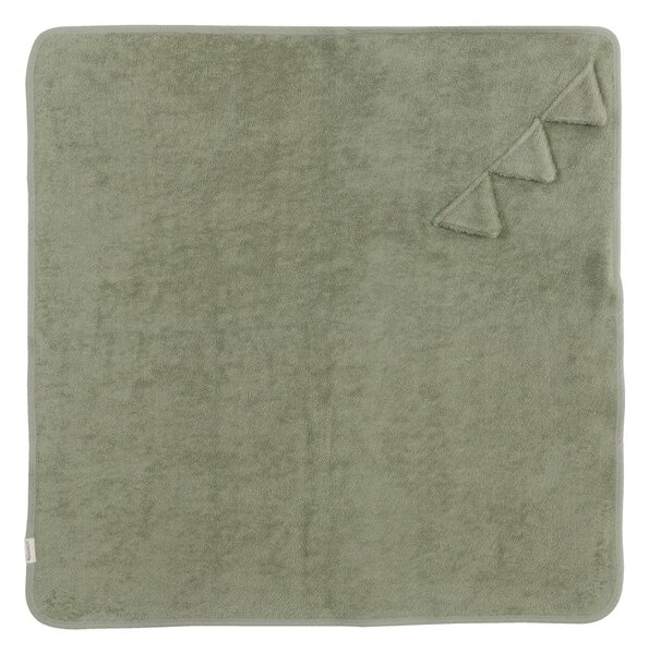 Asciugamano per neonato in cotone verde con cappuccio 75x75 cm Dinosaur - Kindsgut