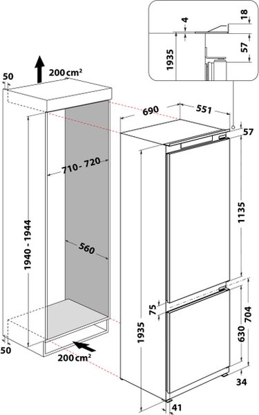 Whirlpool Frigorifero Combinato da Incasso No Frost Classe D Capacit 295 Litri - WH SP70 T122