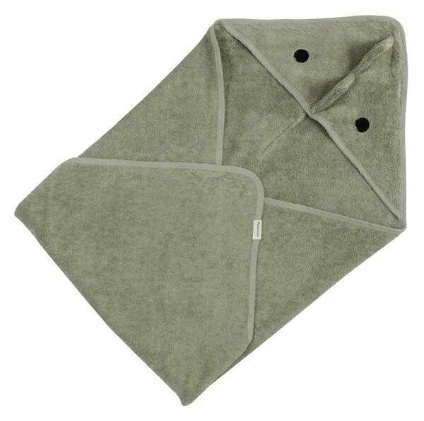 Asciugamano per neonato in cotone verde con cappuccio 75x75 cm Dinosaur - Kindsgut