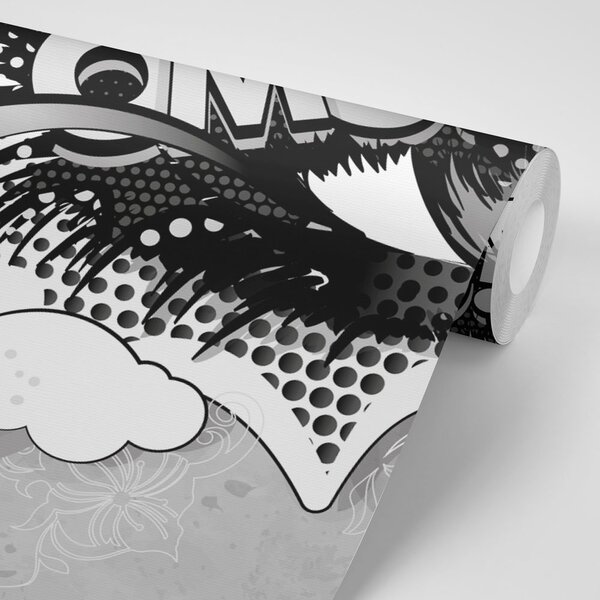 Carta da parati – Occhio graffiti grigio